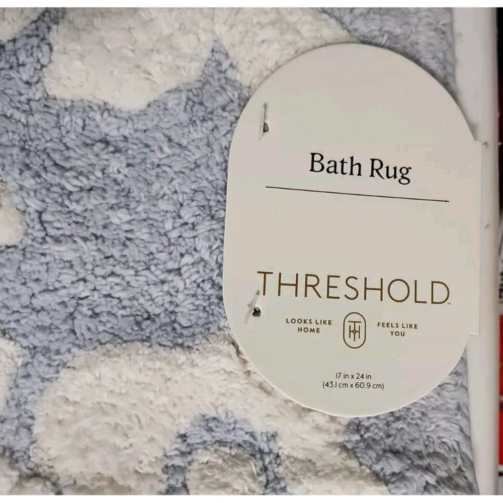 Threshold Bunny Rabbit Blue & White Cotton Bath Rug, 17